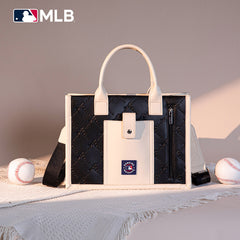 MLB Atlanta Braves Leather Stitched Crossbody Bag-Black