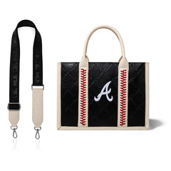 MLB Atlanta Braves Leather Stitched Crossbody Bag-Black