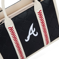 MLB Atlanta Braves Leather Stitched Crossbody Bag-Black