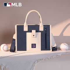 MLB Atlanta Braves Leather Stitched Crossbody Bag-Blue