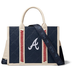 MLB Atlanta Braves Leather Stitched Crossbody Bag-Blue