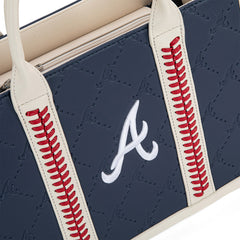 MLB Atlanta Braves Leather Stitched Crossbody Bag-Blue