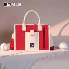 MLB Atlanta Braves Leather Stitched Crossbody Bag-Red