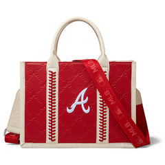 MLB Atlanta Braves Leather Stitched Crossbody Bag-Red