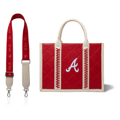 MLB Atlanta Braves Leather Stitched Crossbody Bag-Red