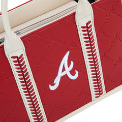 MLB Atlanta Braves Leather Stitched Crossbody Bag-Red