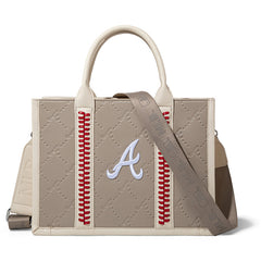 MLB Atlanta Braves Leather Stitched Crossbody Bag-Camel