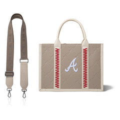 MLB Atlanta Braves Leather Stitched Crossbody Bag-Camel