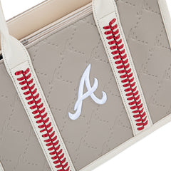 MLB Atlanta Braves Leather Stitched Crossbody Bag-Camel