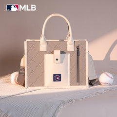 MLB Atlanta Braves Leather Stitched Crossbody Bag-Camel