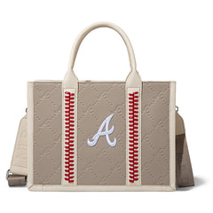 MLB Atlanta Braves Leather Stitched Crossbody Bag-Camel