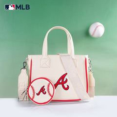 MLB Atlanta Braves Team Tote/Crossbody with Baseball Coin Pouch