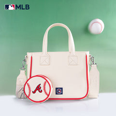 MLB Atlanta Braves Team Tote/Crossbody with Baseball Coin Pouch