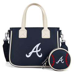 MLB Atlanta Braves Team Tote/Crossbody with Baseball Coin Pouch