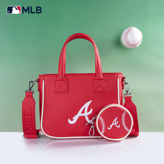 MLB Atlanta Braves Team Tote/Crossbody with Baseball Coin Pouch