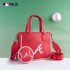 MLB Atlanta Braves Team Tote/Crossbody with Baseball Coin Pouch