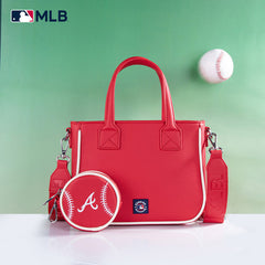 MLB Atlanta Braves Team Tote/Crossbody with Baseball Coin Pouch