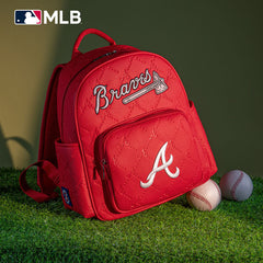 MLB Atlanta Braves Sports Baseball Backpack-Red