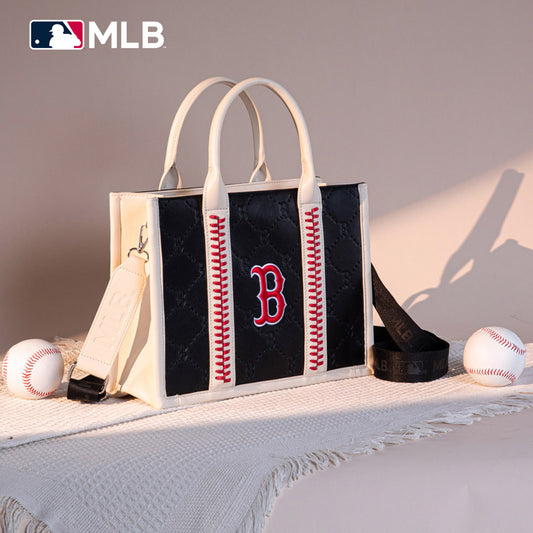 MLB Boston Red Sox Leather Stitched Crossbody Bag-Black