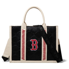 MLB Boston Red Sox Leather Stitched Crossbody Bag-Black