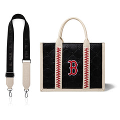 MLB Boston Red Sox Leather Stitched Crossbody Bag-Black