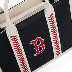 MLB Boston Red Sox Leather Stitched Crossbody Bag-Black