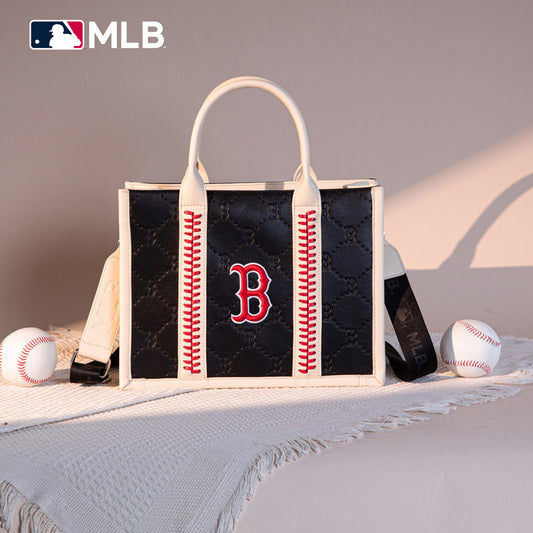 MLB Boston Red Sox Leather Stitched Crossbody Bag-Black