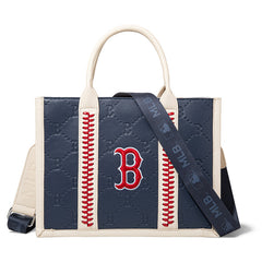 MLB Boston Red Sox Leather Stitched Crossbody Bag-Blue