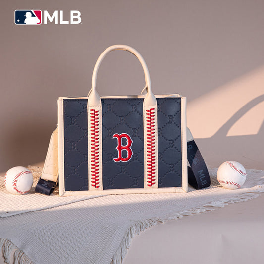 MLB Boston Red Sox Leather Stitched Crossbody Bag-Blue