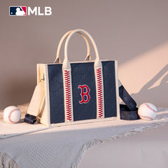 MLB Boston Red Sox Leather Stitched Crossbody Bag-Blue