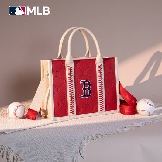 MLB Boston Red Sox Leather Stitched Crossbody Bag-Red