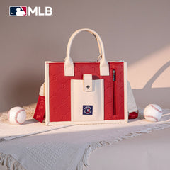 MLB Boston Red Sox Leather Stitched Crossbody Bag-Red