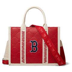 MLB Boston Red Sox Leather Stitched Crossbody Bag-Red