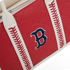 MLB Boston Red Sox Leather Stitched Crossbody Bag-Red