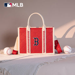 MLB Boston Red Sox Leather Stitched Crossbody Bag-Red