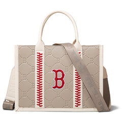 MLB Boston Red Sox Leather Stitched Crossbody Bag-Camel