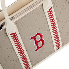 MLB Boston Red Sox Leather Stitched Crossbody Bag-Camel