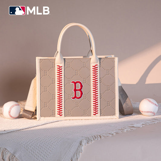 MLB Boston Red Sox Leather Stitched Crossbody Bag-Camel