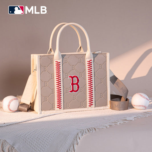 MLB Boston Red Sox Leather Stitched Crossbody Bag-Camel