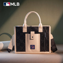 MLB Chicago Cubs Leather Stitched Crossbody Bag-Black