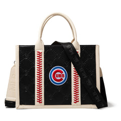 MLB Chicago Cubs Leather Stitched Crossbody Bag-Black