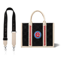 MLB Chicago Cubs Leather Stitched Crossbody Bag-Black