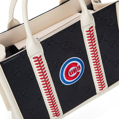 MLB Chicago Cubs Leather Stitched Crossbody Bag-Black