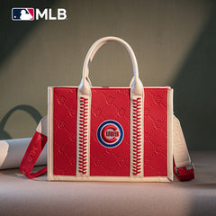 MLB Chicago Cubs Leather Stitched Crossbody Bag-Red