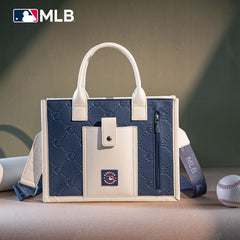 MLB Chicago Cubs Leather Stitched Crossbody Bag-Blue