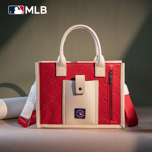 MLB Chicago Cubs Leather Stitched Crossbody Bag-Red