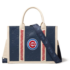 MLB Chicago Cubs Leather Stitched Crossbody Bag-Blue