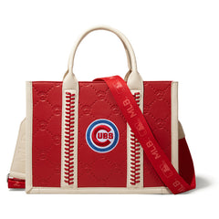 MLB Chicago Cubs Leather Stitched Crossbody Bag-Red