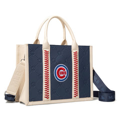 MLB Chicago Cubs Leather Stitched Crossbody Bag-Blue