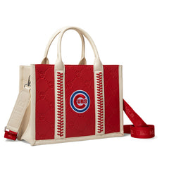 MLB Chicago Cubs Leather Stitched Crossbody Bag-Red